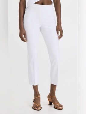 Spanx Slim Straight Pants Classic White Ankle Stretch Pull-On Lined Size L